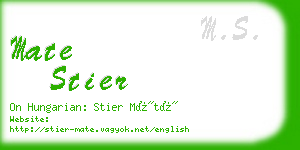 mate stier business card